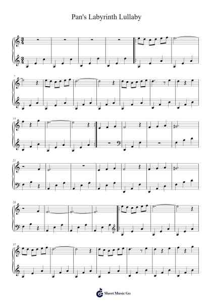 Pan's Labyrinth Lullaby Sheet Music by Unknown author-Arr.Jansean