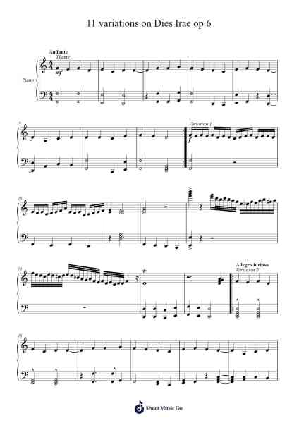 11 Variations on Dies Irae, Op. 6 Sheet Music by Roynold Alzie-Arr.Caerwood Belch