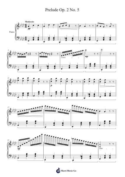 Prelude Op. 2 No. 5 Sheet Music by Crymia-Arr.Pegville