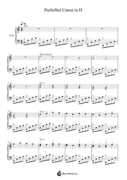 Pachelbel Canon in D 樂譜由 Johann Pachelbel - 編曲 Natmatt