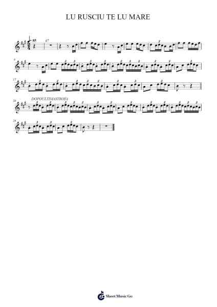 LU RUSCIU TE LU MARE Sheet Music by D.L. Hutton-Arr.Humeleen Bachnat