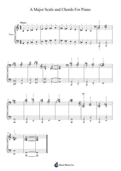 A Major Scale and Chords For Piano Sheet Music by Marcus Daitch-Arr.Jofield
