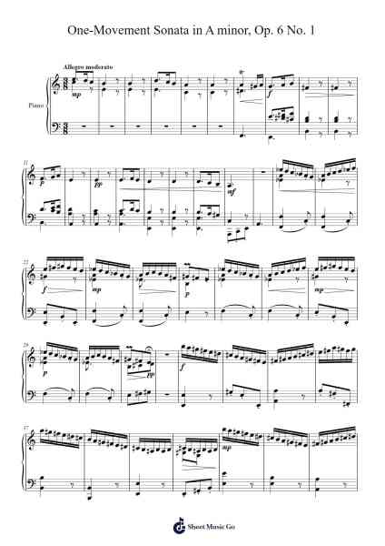 One-Movement Sonata in A minor, Op. 6 No. 1 Sheet Music by Michael Nicht-Arr.Greyscott Auswill