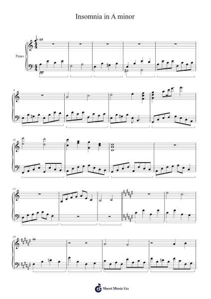 Insomnia in A Minor Sheet Music by Copfrey-Arr.Latbel Conler