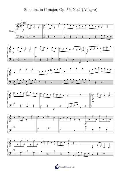 Sonatina in C Major, Op. 36, No. 1: I. Allegro Sheet Music by Muzio Clementi-Arr.Tomholt Sharpvans