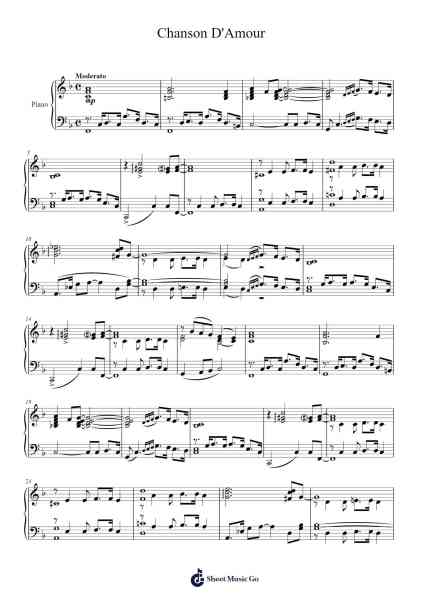 Chanson D'Amour Sheet Music by Wayne Shanklin-Arr.Zangline