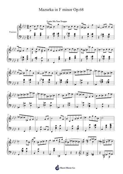 Mazurka in F Minor, Op. 68, No. 4 Sheet Music by Frédéric Chopin-Arr.Marhum