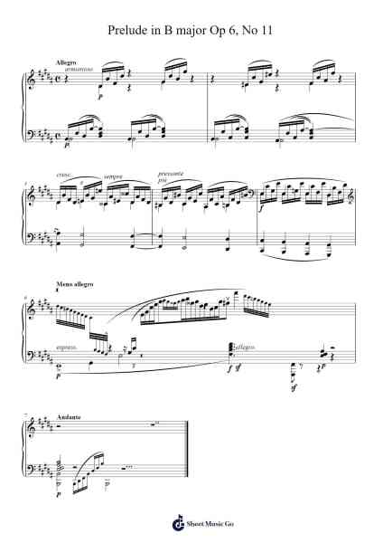 Prelude in B major Op 6, No 11 - Hummel Sheet Music by J.N. Hummel-Arr.Raemen