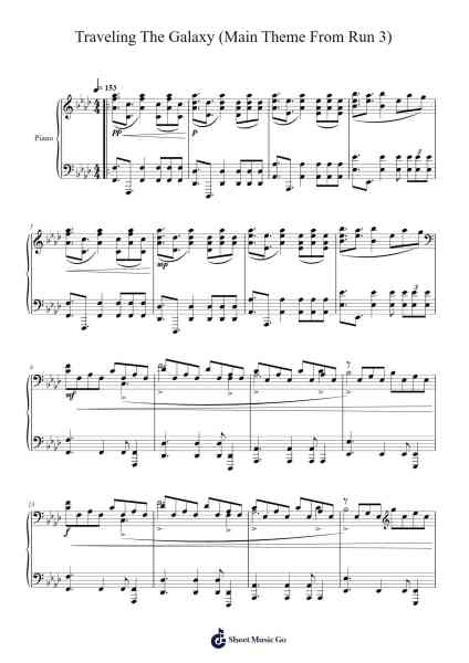 Traveling The Galaxy (Main Theme From Run 3) Sheet Music by Jessie Valentine-Arr.Alkerr Wolfclife