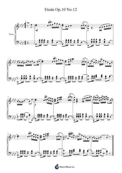 Etude Op. 10, No. 12 in C Minor Sheet Music by Derdred-Arr.Earmay