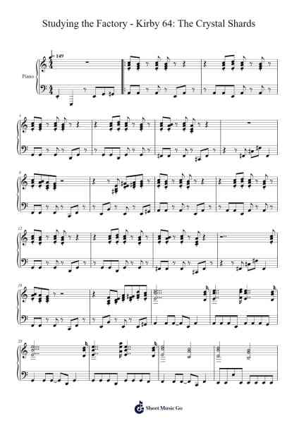 Studying the Factory - Kirby 64: The Crystal Shards Sheet Music by Jun Ishikawa-Arr.Daijohn Brookebraith
