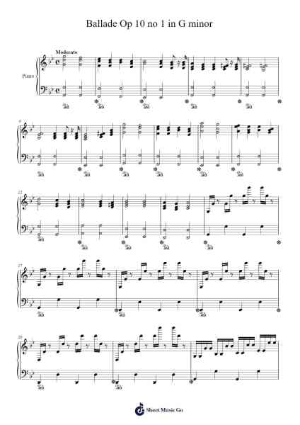 Ballade No. 1 in D Minor, Op. 10 Sheet Music by Keatsqe Chilrad-Arr.Yetkim Vauglvis