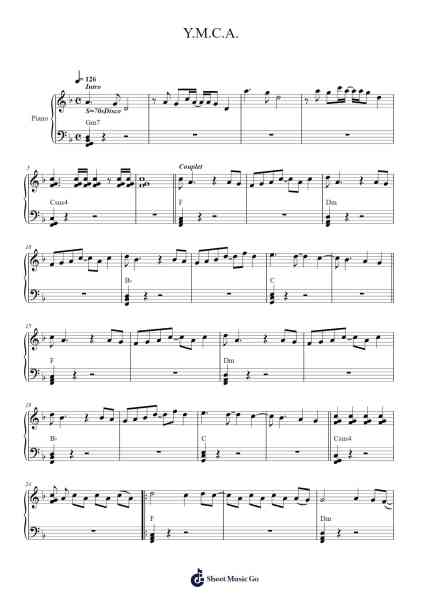 Y.M.C.A. Sheet Music by Village People-Arr.Bartther Benxon