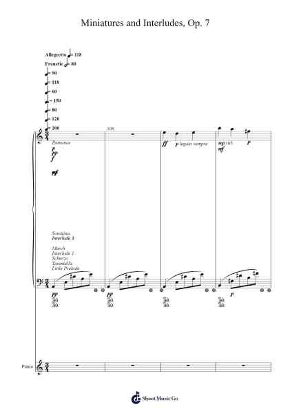 Miniatures and Interludes, Op. 7 Sheet Music by Epag Ianloise-Arr.Crodre Kipqe