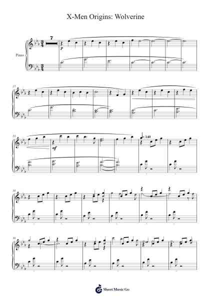 X-Men Origins: Wolverine Sheet Music by Harry Gregson-Williams-Arr.Bradfred Copsweet