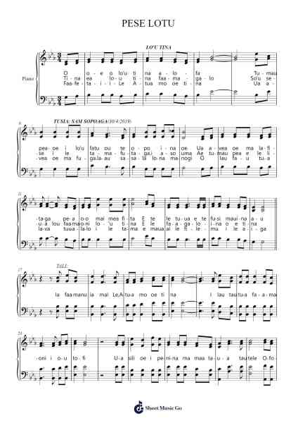 PESE LOTU Sheet Music by Sam's Music School-Arr.Kylenus Minruth