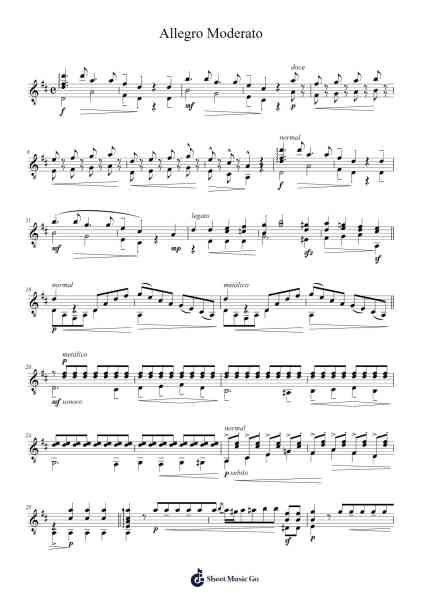 Allegro Moderato Sheet Music by Ferdinando Carulli-Arr.Moivogt Alickckens