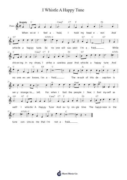 I Whistle A Happy Tune Sheet Music by Rodgers & Hammerstein-Arr.Zangline