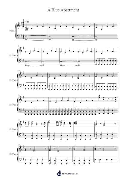 A Blue Apartment Sheet Music by -Arr.Bartblack Jobky