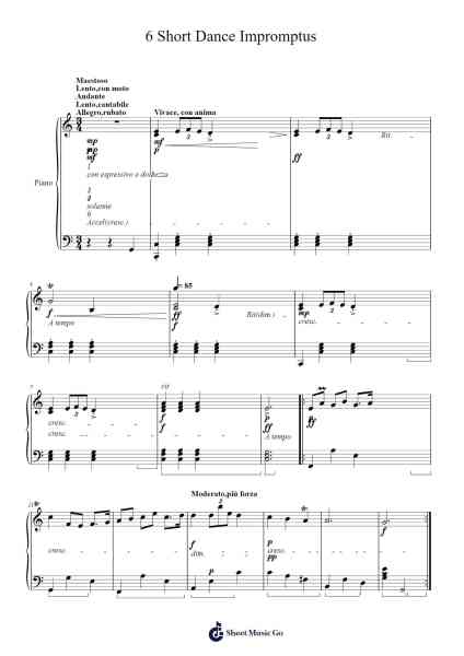 6 Short Dance Impromptus Sheet Music by Mireed Rhystwain-Arr.Billel Samry