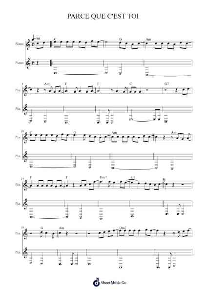PARCE QUE C'EST TOI Sheet Music by Axelle Red-Arr.Gedia