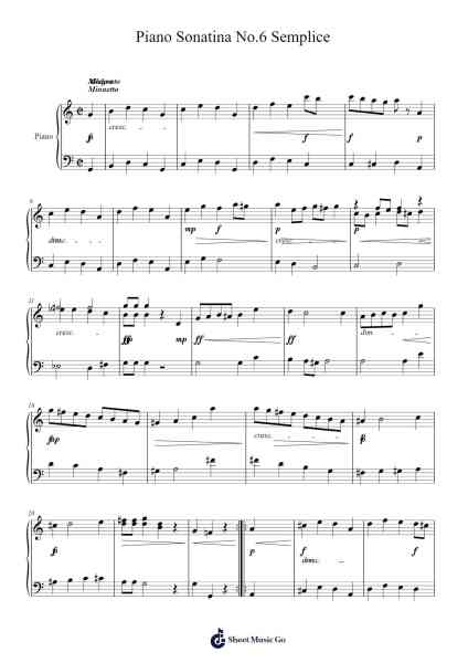 Piano Sonatina No. 6 "Semplice" Sheet Music by Noah C. Selim-Arr.Bertreade