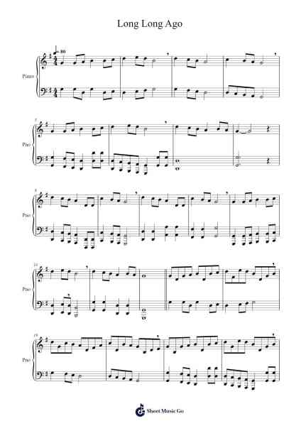 Long Long Ago Sheet Music by -Arr.Pading Morsewells