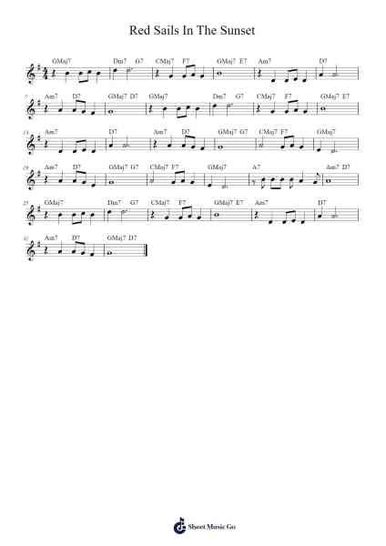 Red Sails In The Sunset Sheet Music by Jimmy Kennedy/Hugh Williams-Arr.Attcolm