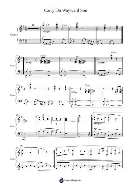 Carry On Wayward Son Sheet Music by Kansas-Arr.Reyblume Poundtor