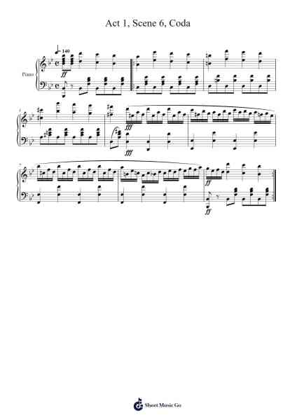 Act 1, Scene 6, Coda Sheet Music by -Arr.Handre Raekiel