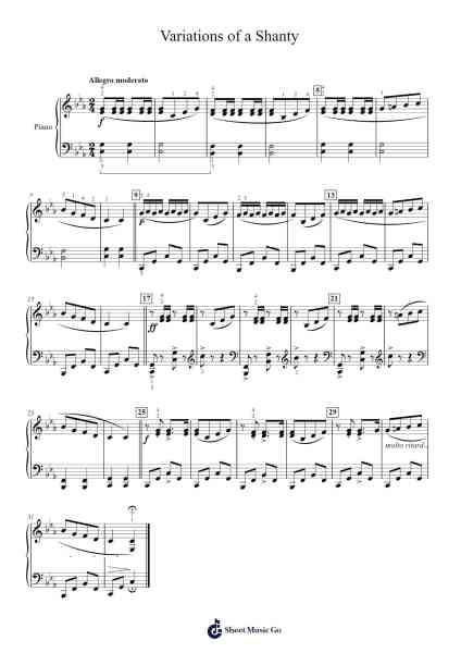 Variations of a Shanty Sheet Music by Willard A. Palmer-Arr.Fosil Johnlind