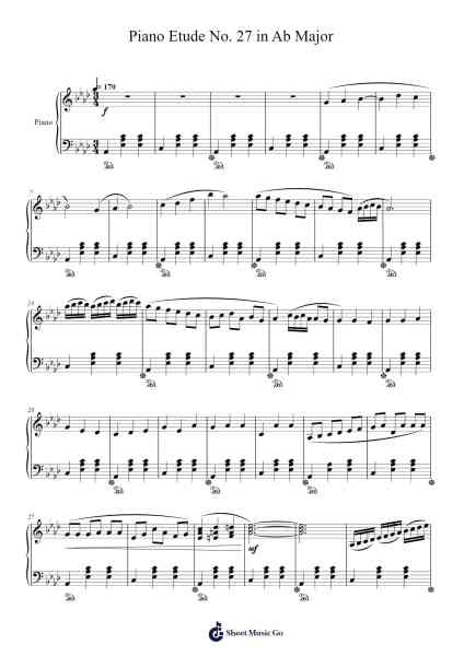 Piano Etude No. 27 in Ab Major Sheet Music by Temmew Quilbuck-Arr.Midper