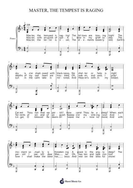 MASTER, THE TEMPEST IS RAGING Sheet Music by Davebel-Arr.Sywatt