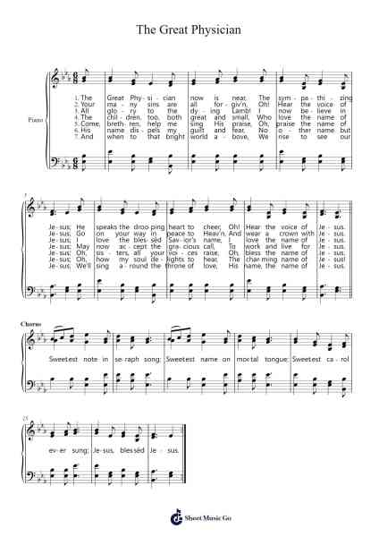 The Great Physician Sheet Music by John Hart Stockton-Arr.Colhill Crichjo