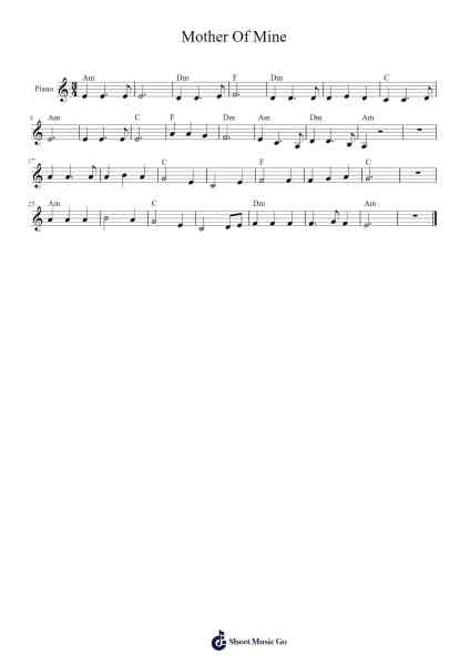 Mother Of Mine Sheet Music by -Arr.Montor