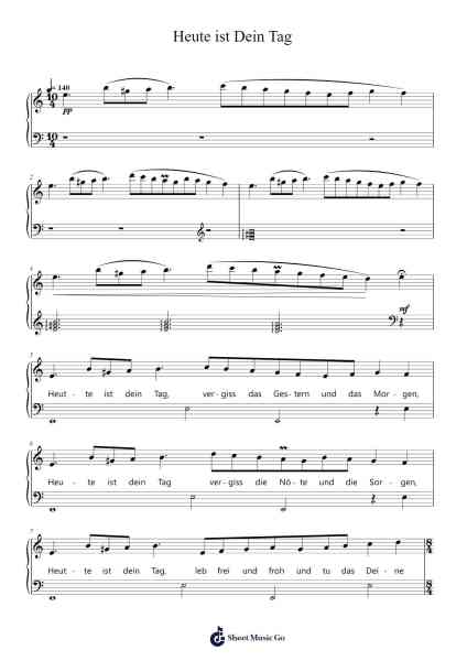 Heute ist Dein Tag Sheet Music by Xantab Timhan-Arr.Gunsea Holmesbob