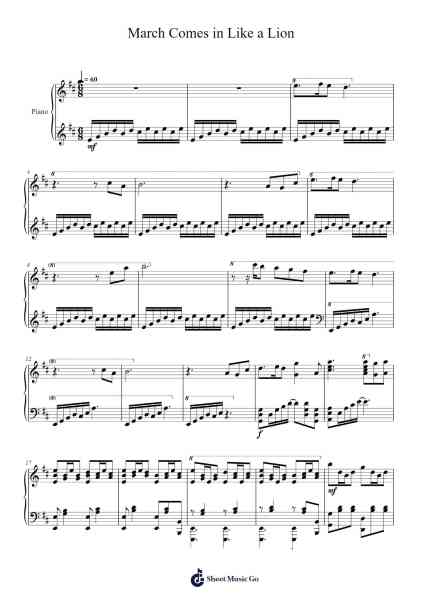 March Comes in Like a Lion Sheet Music by Yukari Hashimoto-Arr.Detio Gemlo
