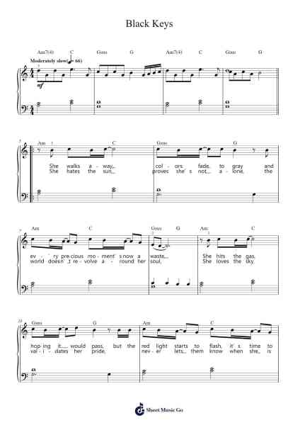 Black Keys Sheet Music by Jonas Brothers-Arr.Finnkay Tedglenn