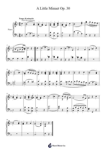 A Little Minuet Op. 30 Sheet Music by Yorkver-Arr.Hoywoolf Lindses