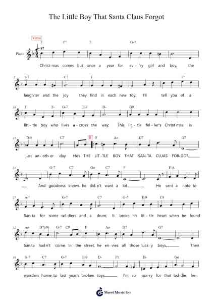 The Little Boy That Santa Claus Forgot Sheet Music by Gene Autry/Michael Carr-Arr.Moulcole Inkit