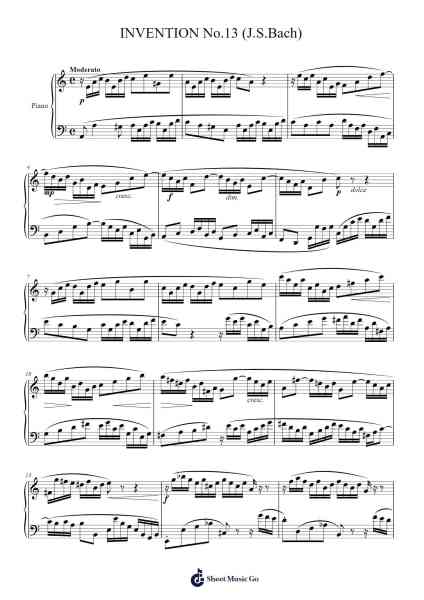 Invention No. 13 in A Minor, BWV 784 Sheet Music by Johann Sebastian Bach-Arr.Nickkirk Inje