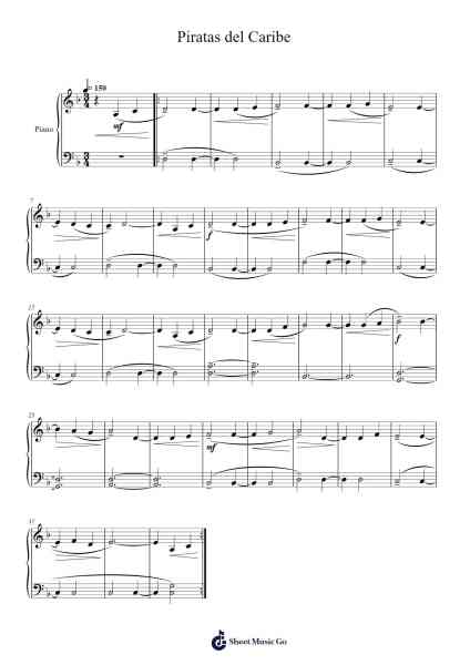 Piratas del Caribe Sheet Music by Hnas-Arr.Terwyatt Hangan
