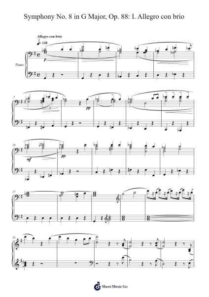 Symphony No. 8 in G Major, Op. 88: I. Allegro con brio Sheet Music by Antonín Dvořák-Arr.Jobnold