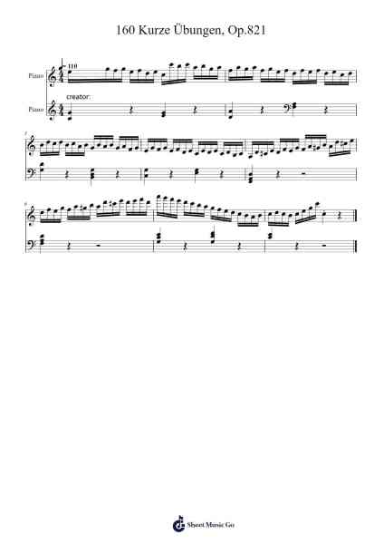 160 Kurze Übungen, Op. 821 Sheet Music by Carl Czerny-Arr.Forsmy