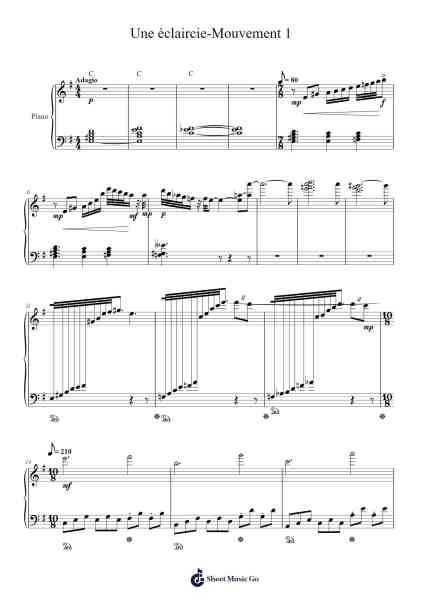Une éclaircie-Mouvement 1 Sheet Music by Zak Arctangeante-Arr.Morsechi Billra