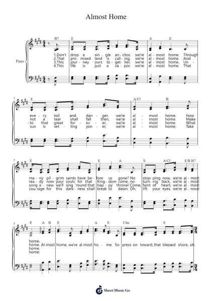 Almost Home Sheet Music by Matt Boswell/Matt Papa/Lauren Papa-Arr.Hosy