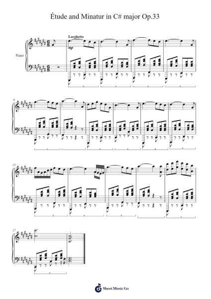 Étude in C Sharp Major, Op. 33 Sheet Music by Genewat Duttret-Arr.Huttbins