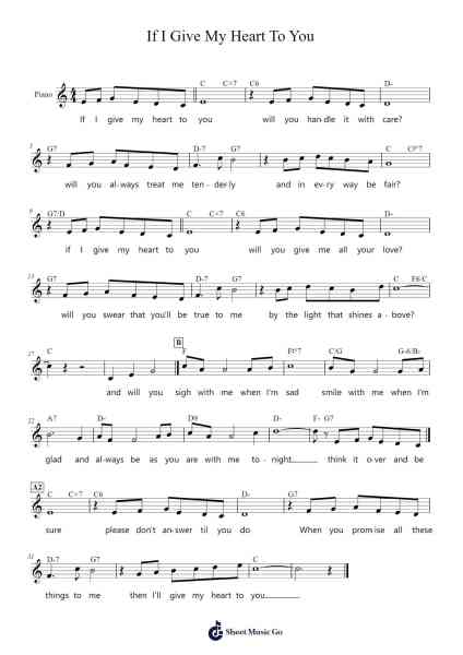 If I Give My Heart To You Sheet Music by Jimmy Brewster (Milt Gabler)/Jimmie Crane/Al Jacobs-Arr.Conpiers
