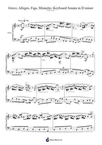 Keyboard Sonata in D Minor, K.90, L.106 Sheet Music by Domenico Scarlatti-Arr.Brownemeg