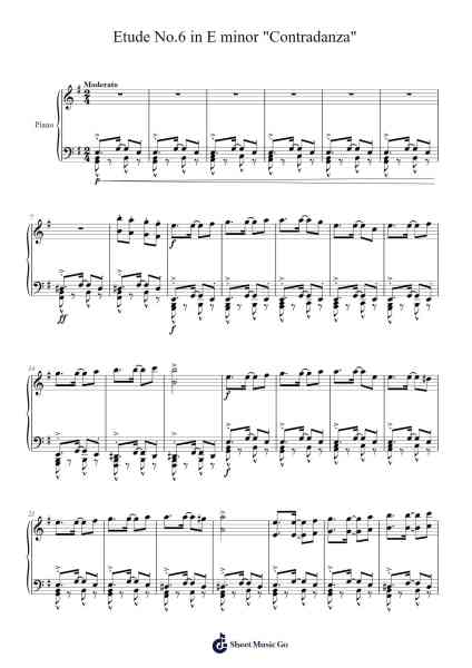 Etude No. 6 in E Minor "Contradanza" Sheet Music by James Lawrence-Arr.Himorse